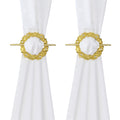 2 Pack Gold Crown Curtain Tiebacks, Gold Round Drapery Holdbacks