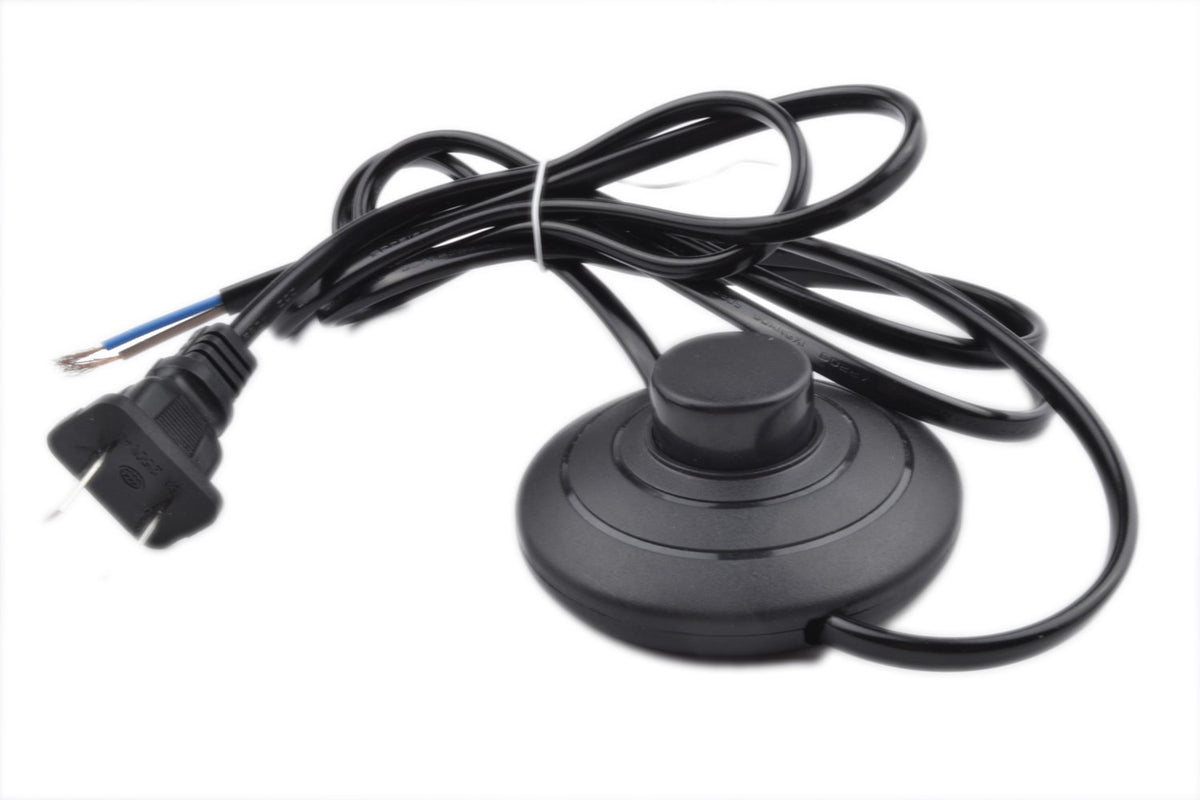 Foot Pedal Push Switch Inline Lamp Light On-off Control Footswitch with Wire Plug (Black)