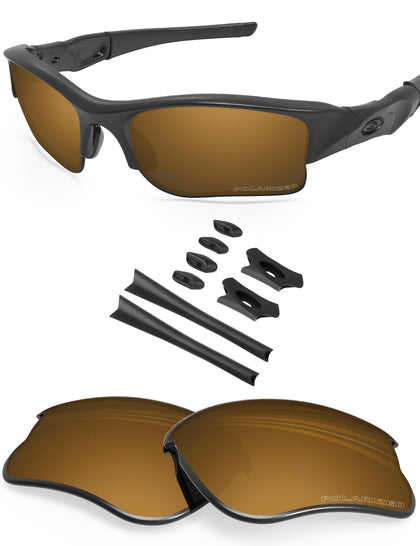 Anti-salt Polarized Replacement Lenses & Sock Kit for Oakley Flak Jacket XLJ OO9009 - Pearl Gold