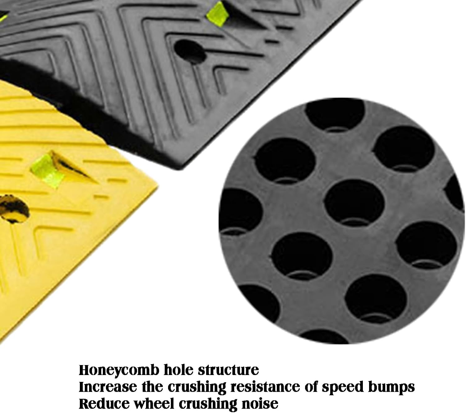 Rubber Speed Bumps,with Screws Deceleration Equipment,Wheel Stop Stoppers for Car,Truck,Trailer,and Garage,Industry