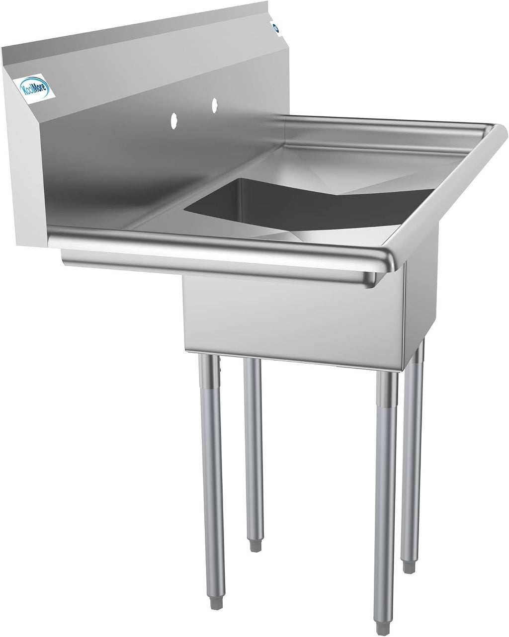 1 Compartment Stainless Steel NSF Commercial Kitchen Prep & Utility Sink with 2 Drainboards - Bowl Size 12" x 16" x 10"