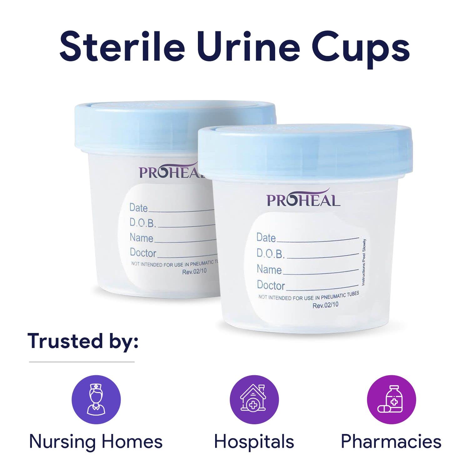 Sterile Urine Specimen Cups with Lids (5PK) - 4 oz. Sample Urine Cups for Specimen Collection - Individually Wrapped