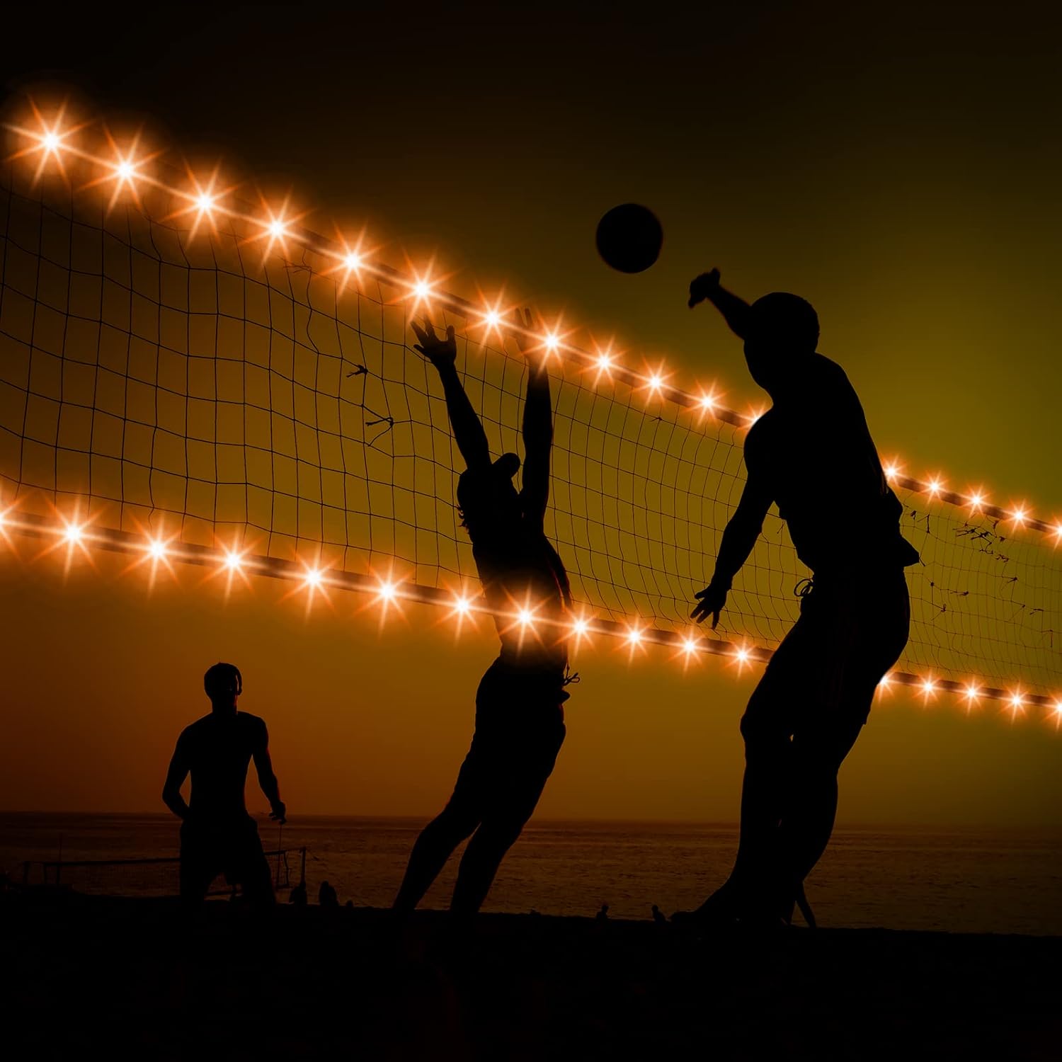 Volleyball Badminton Net Light 16 ft String Lights with Remote, 16 Colors 4 Modes LED for Backyard Volleyball