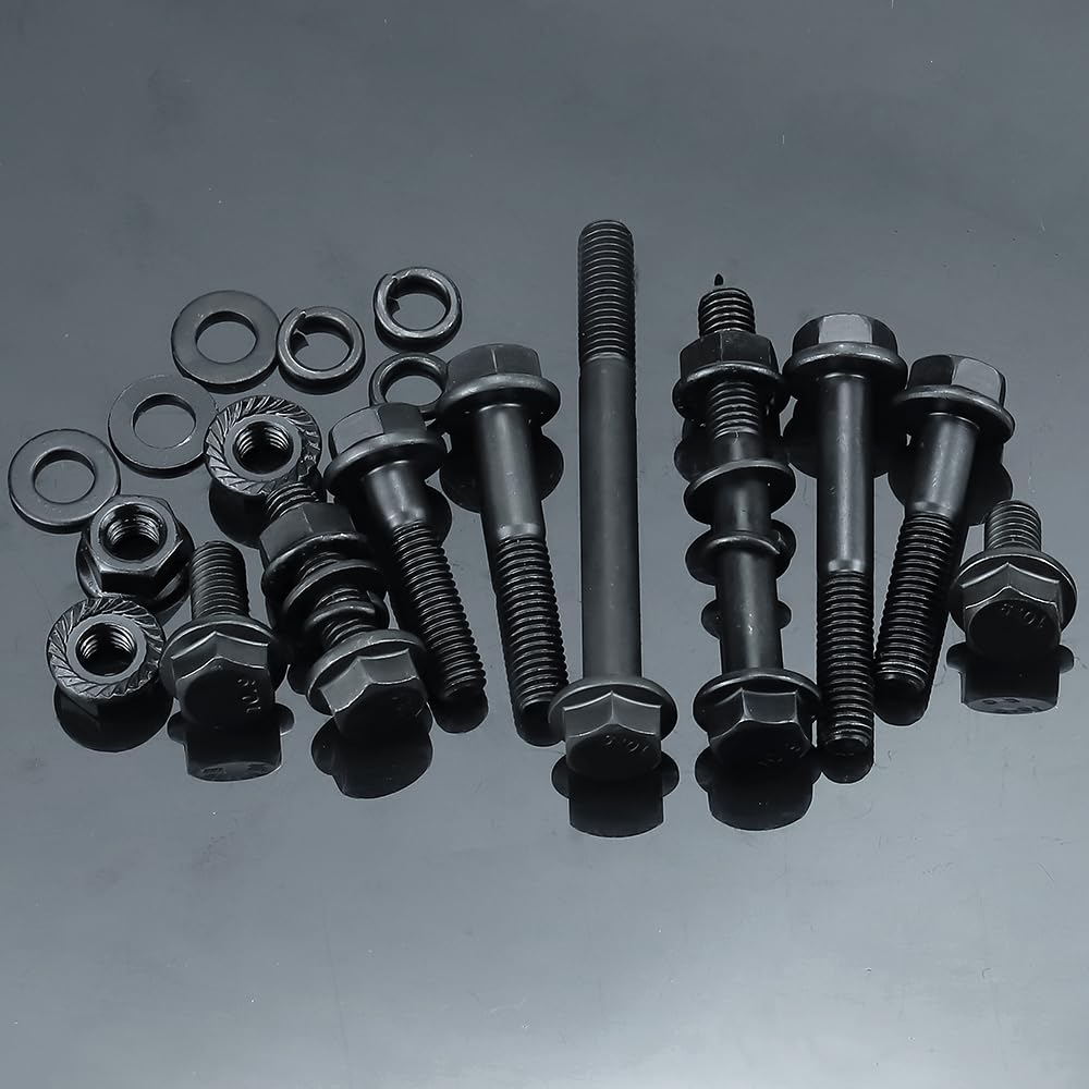 10pcs M10 x 50mm Flange Hex Bolts, High Strength Grade 10.9 Black Oxide