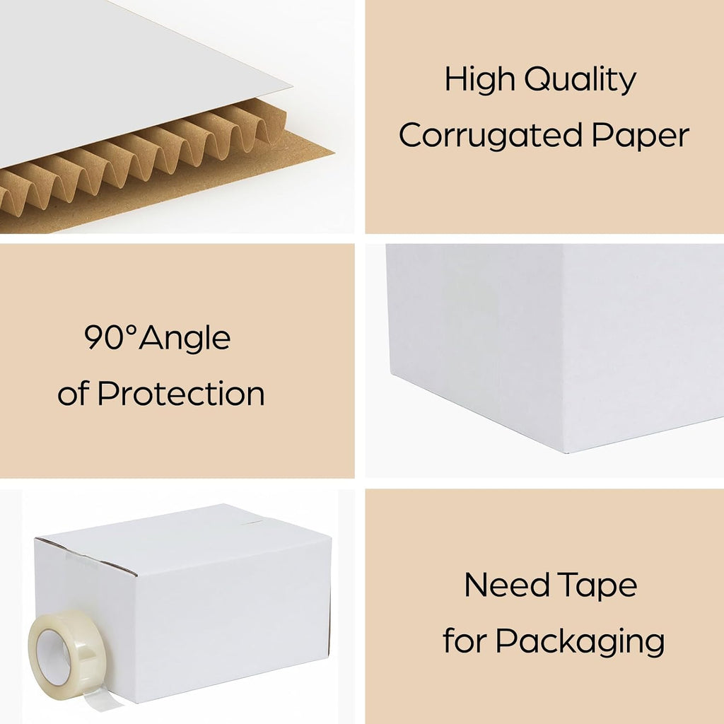 8x6x6 Shipping Boxes Set of 40, White Corrugated Cardboard Box for Packing, Mailing, Business