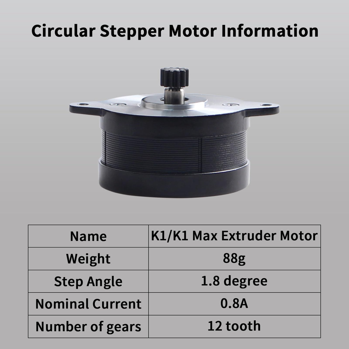 FYSETC K1 Max Extruder Motor - Original 36mm Pancake Stepper Motor Replacement: 1.8 Degree 12 Tooth Gear Circular Stepping for K1 Hotend Direct Drive Extrusion Kit 3D Printer Parts