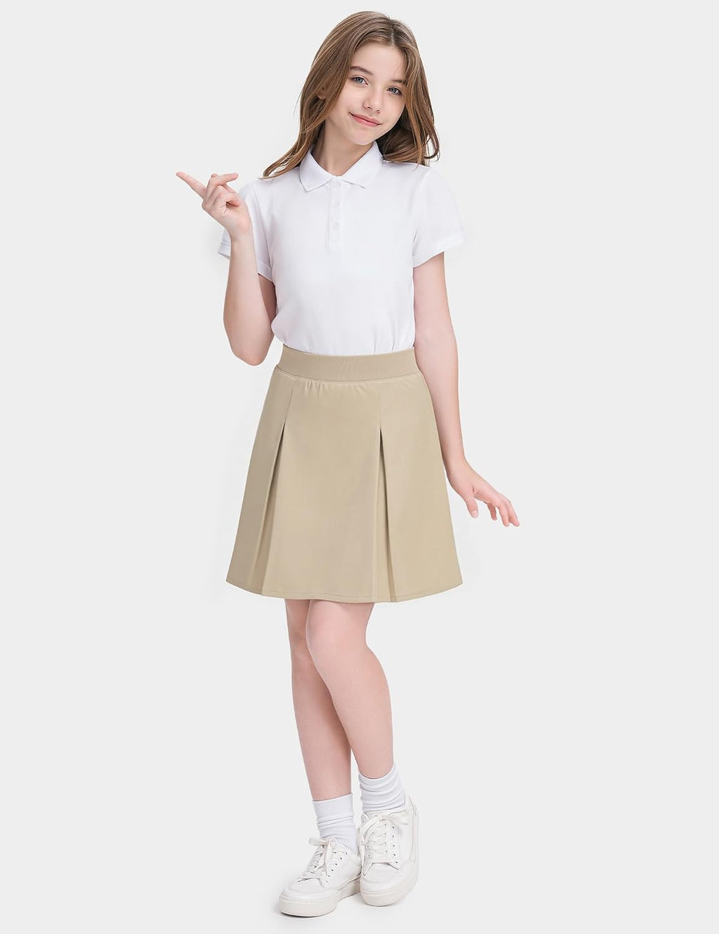 Girls School Uniform Skirts Pleated Pull-on Scooter Skorts for Kids