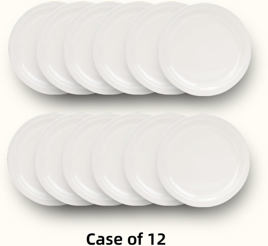 Stoneware Narrow Rim Commercial Grade Dinnerware America White, Dinner Plate 10.5", Case of 12