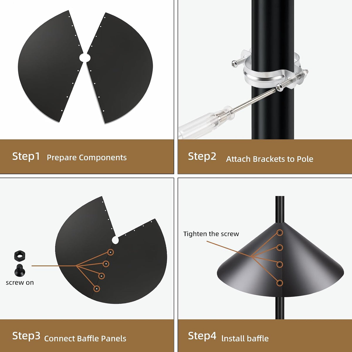 19 Inch Squirrel Baffle, Large Squirrel Proof Cone Guard Blocker, Outdoor Pole Mount Squirrel Deterrent for Bird