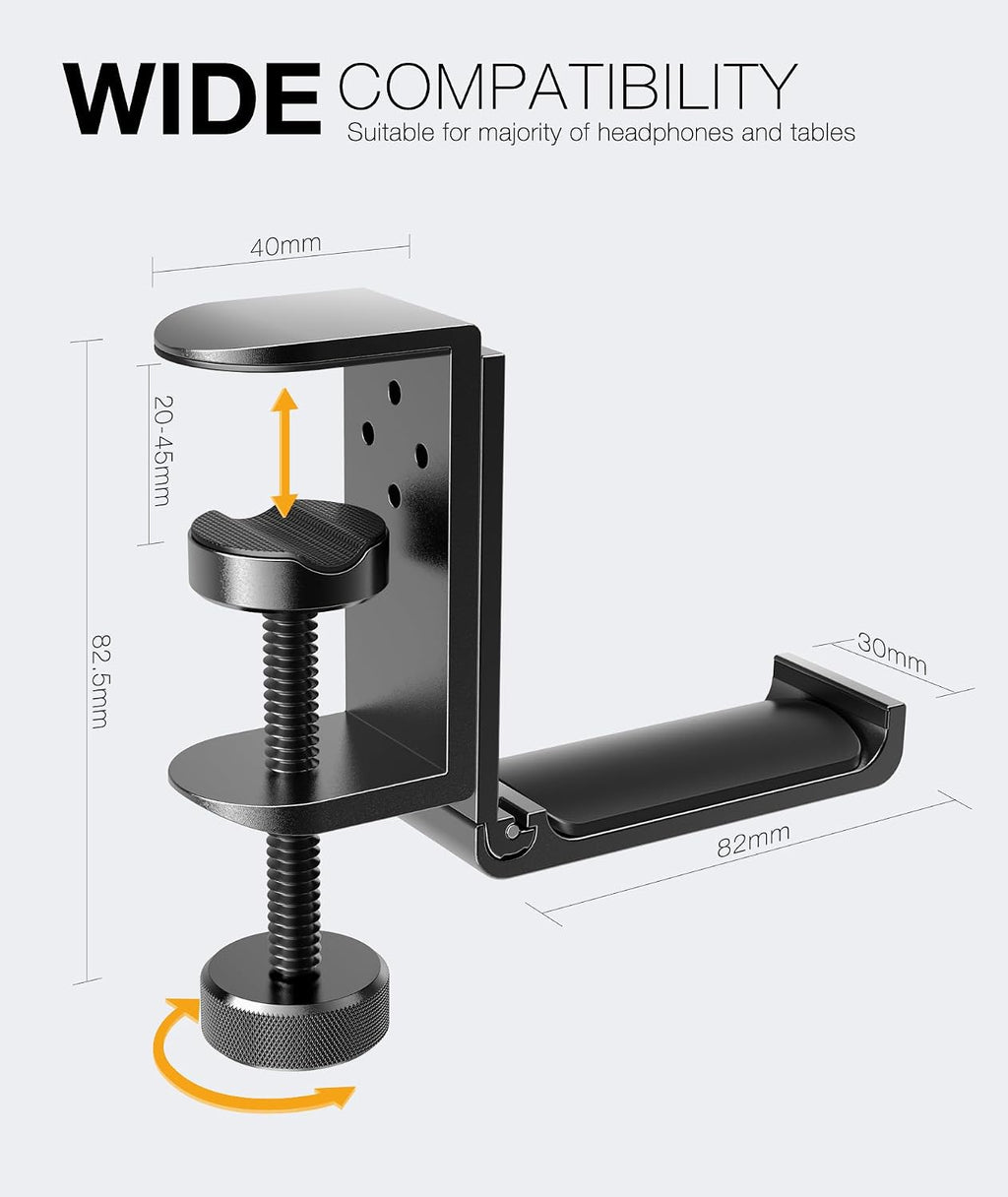 New Foldable Headphone Stand Hanger Holder Aluminum Headset Soundbar Stand Clamp Hook Under Desk Space Save Mount