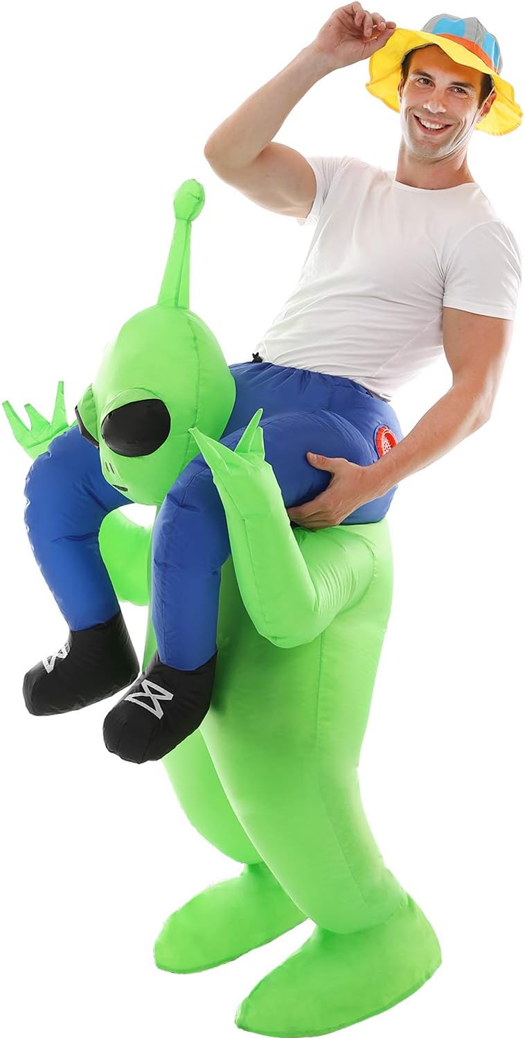 Inflatable Alien Costume for Adults Funny Halloween Ride-On Blow Up Costume | Funny Alien Ride-On Illusion|Durable