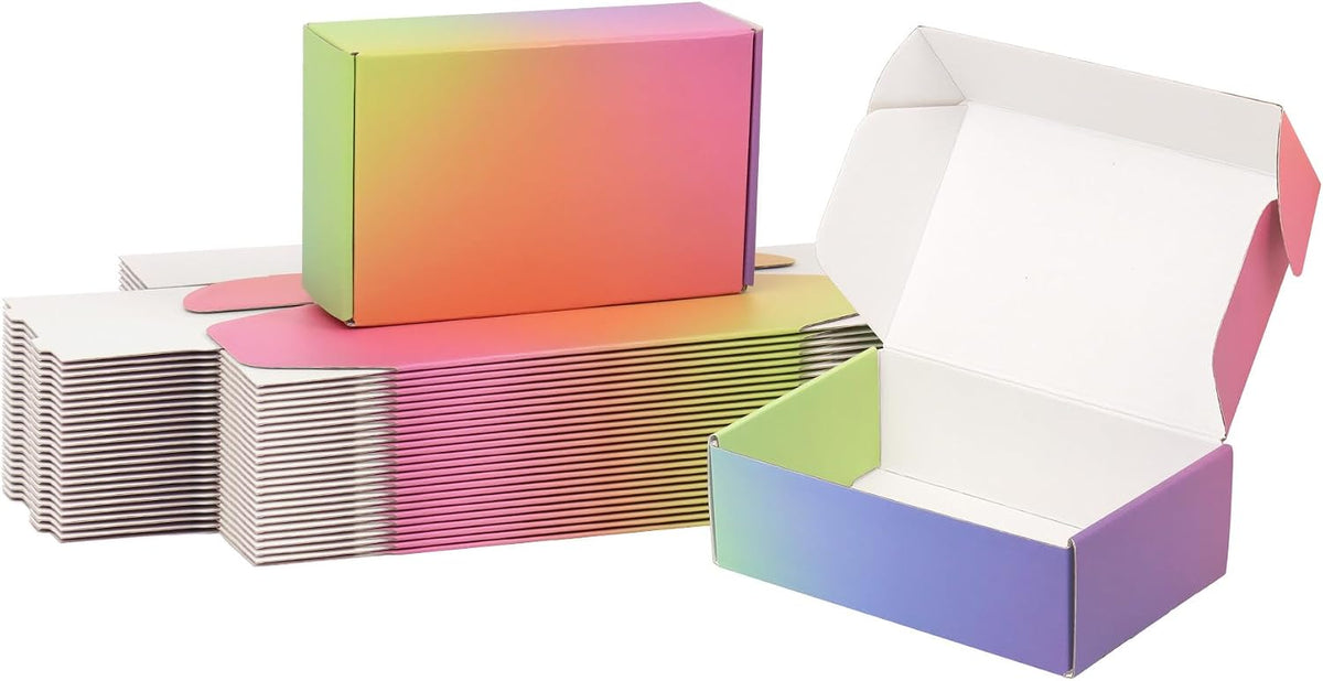 6x4x2 Shipping Boxes Small, 45 Pack Rainbow Corrugated Cardboard Mailer Boxes for Small Business, Mailing, Packaging