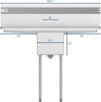 1 Compartment Stainless Steel NSF Commercial Kitchen Prep & Utility Sink with 2 Drainboards - Bowl Size 12" x 16" x 10"