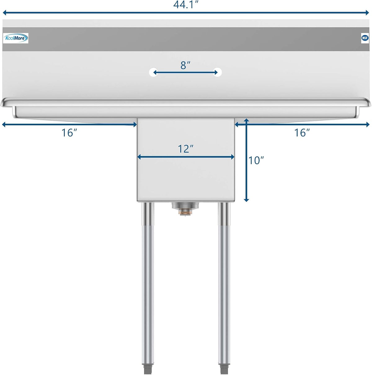 1 Compartment Stainless Steel NSF Commercial Kitchen Prep & Utility Sink with 2 Drainboards - Bowl Size 12" x 16" x 10"