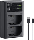 LP-E6/LP-E6N/LP-E6NH Battery Charger, Dual Slot Type-C/Micro USB Charger for Canon EOS R5 R6 RP R7, 5D 6D Mark IV, 5D