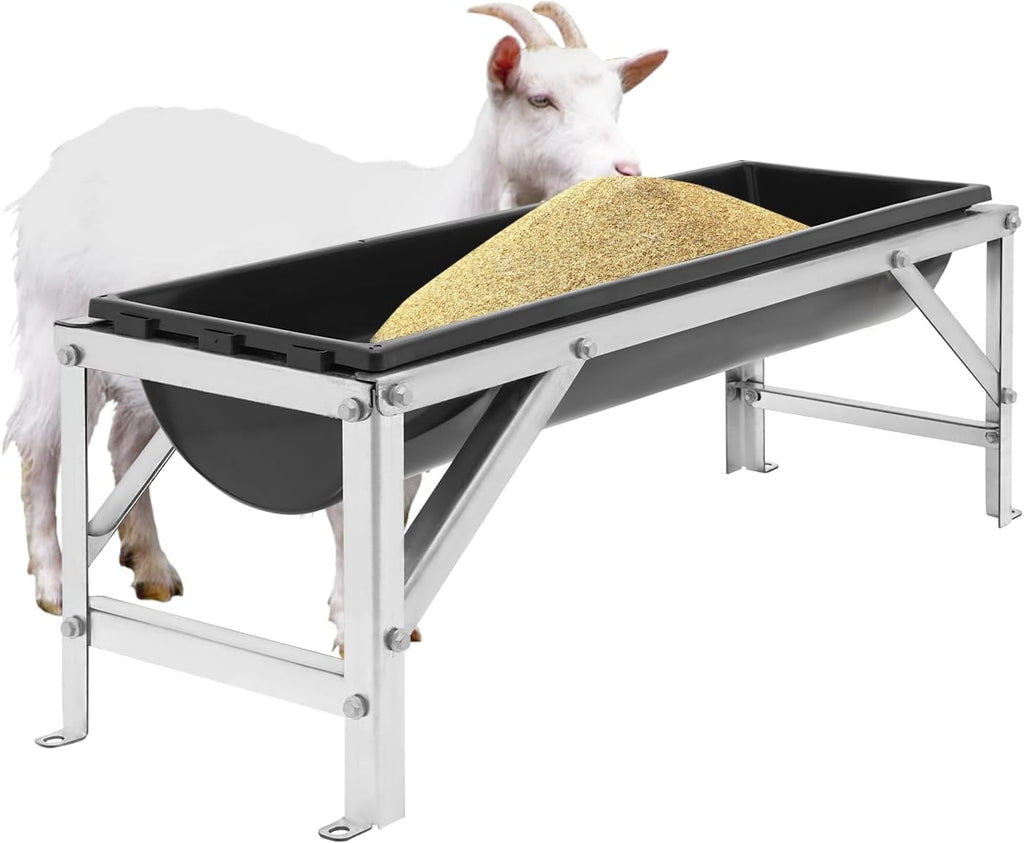 Goat Hay Feeder, 40'' Livestock Feeding Trough, 9 Gallon Large Capacity Horse Water Trough, Heavy Duty Sheep Hog Pig