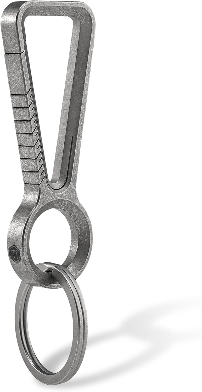 KM01 Titanium EDC Keychain Clip with Bottle Opener | Quick Release Carabiner Key Ring Holder, Compact Pocket Tool