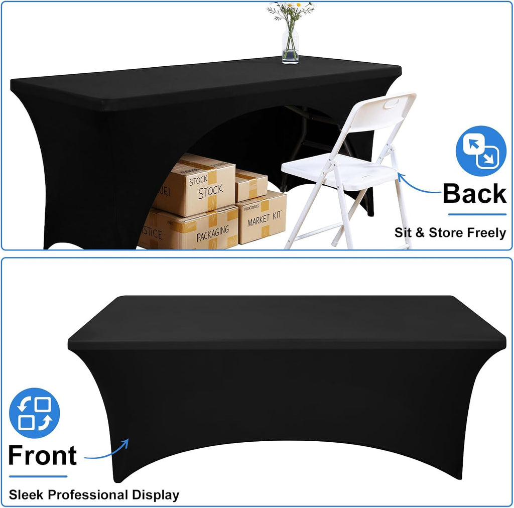 Open Back Spandex Table Cloth 6FT, One Side Elastic Fitted Tablecloth