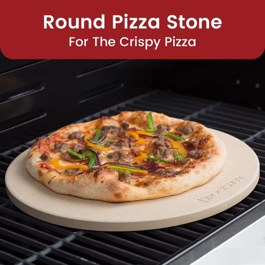 K ROCKSHEAT Pizza Stone Round 16 Inch for Grill and Oven, Large Cordierite Baking Stone for Bread, Safe Circular