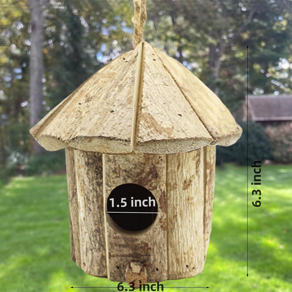 Wooden Birdhouses for Outside, Hanging Birdhouse, Cardinal Bird House Nesting Box, Natural Wood Bluebird Houses for