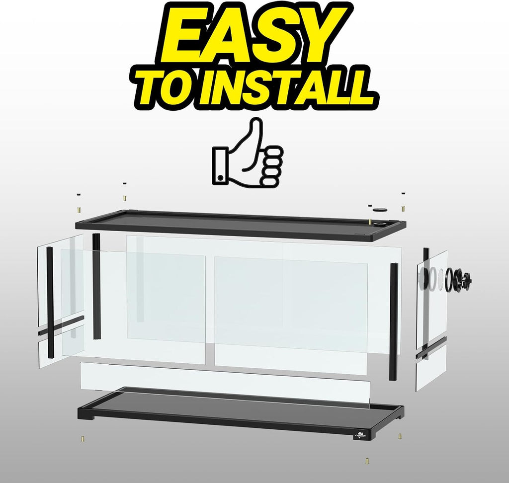 20 Gallon Reptile Tank, 30" x 12" x 12" Reptile Terrarium, Top Screen Ventilation, Sliding Door, Cable & Fogger Pass