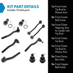 Front Steering & Suspension Kit Ball Joint Sway Bar Stabilizer Link Tie