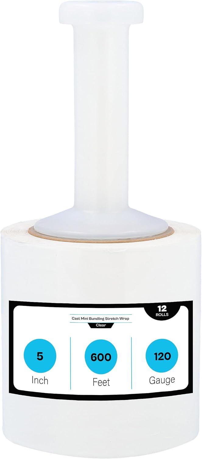 Mini Stretch Wrap, 5 Inch x 600 Feet, 12 Rolls