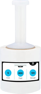Mini Stretch Wrap, 5 Inch x 600 Feet, 12 Rolls