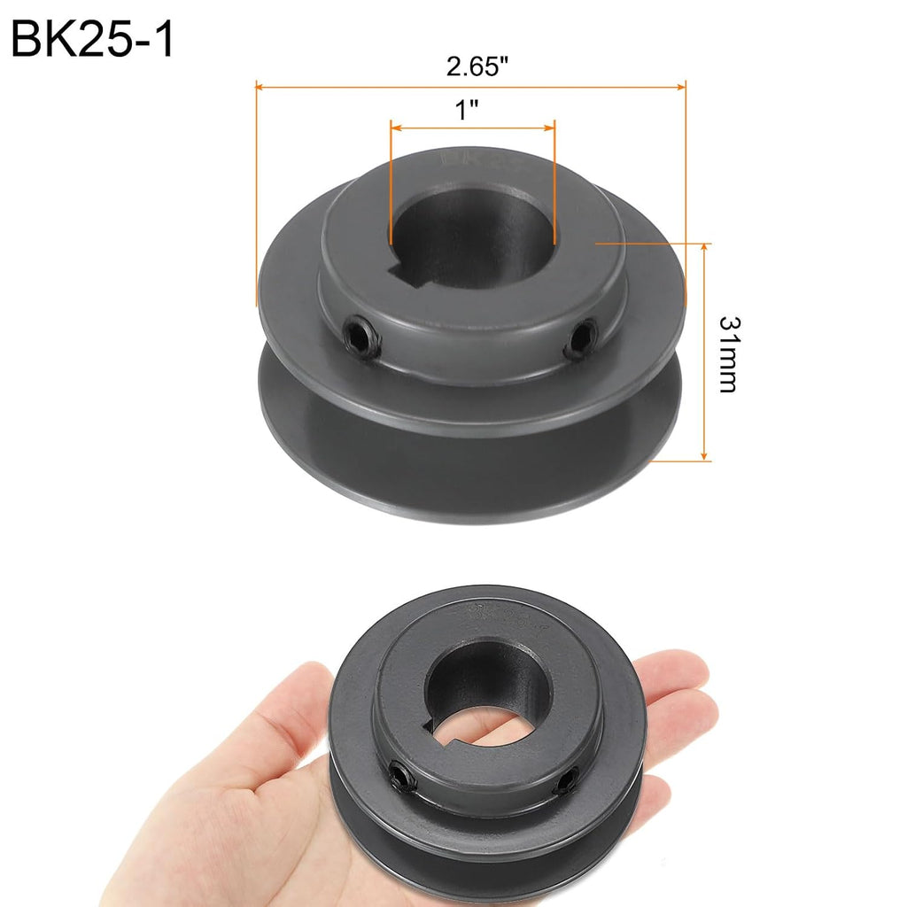 uxcell BK25-1 V-Belt Sheave 1" Bore, x 2.65" OD, Single Groove Web Sheave