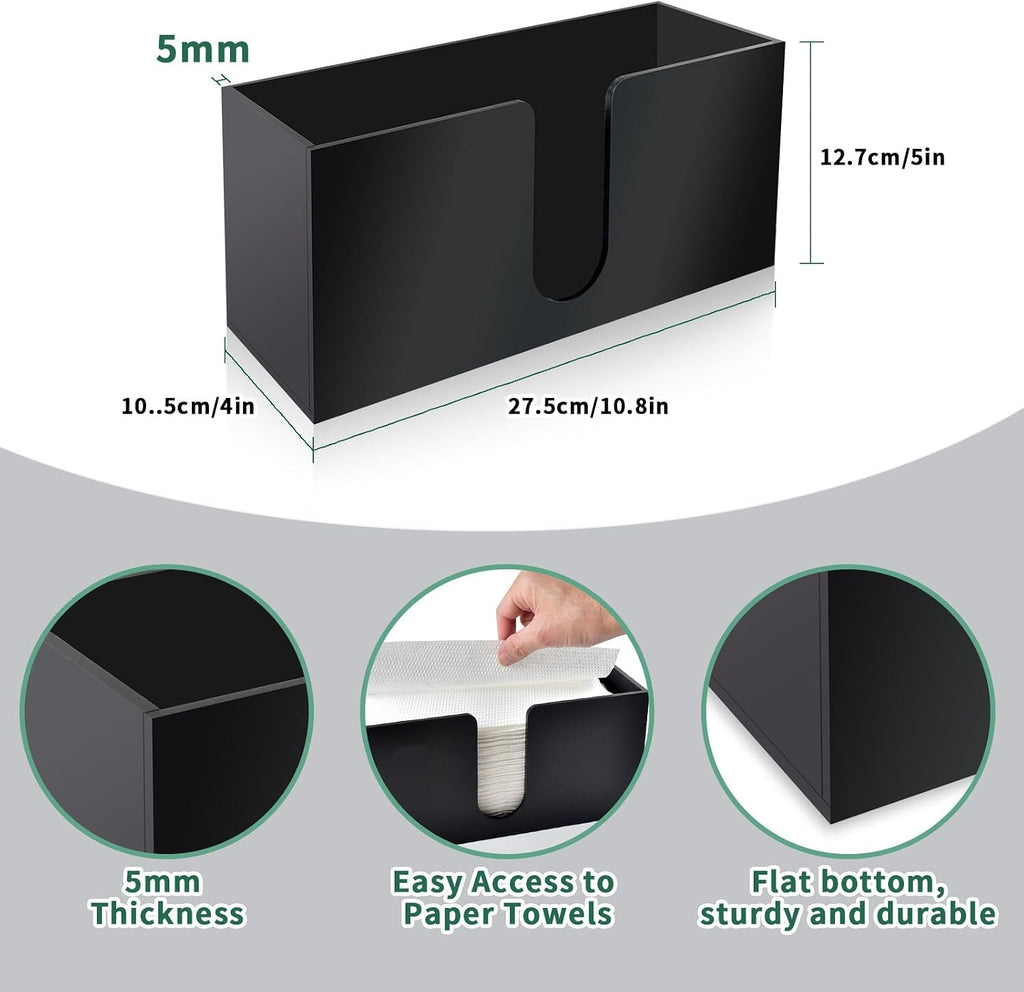 Paper Towel Holder Countertop, Black Acrylic Napkin Dispenser,2 Pack