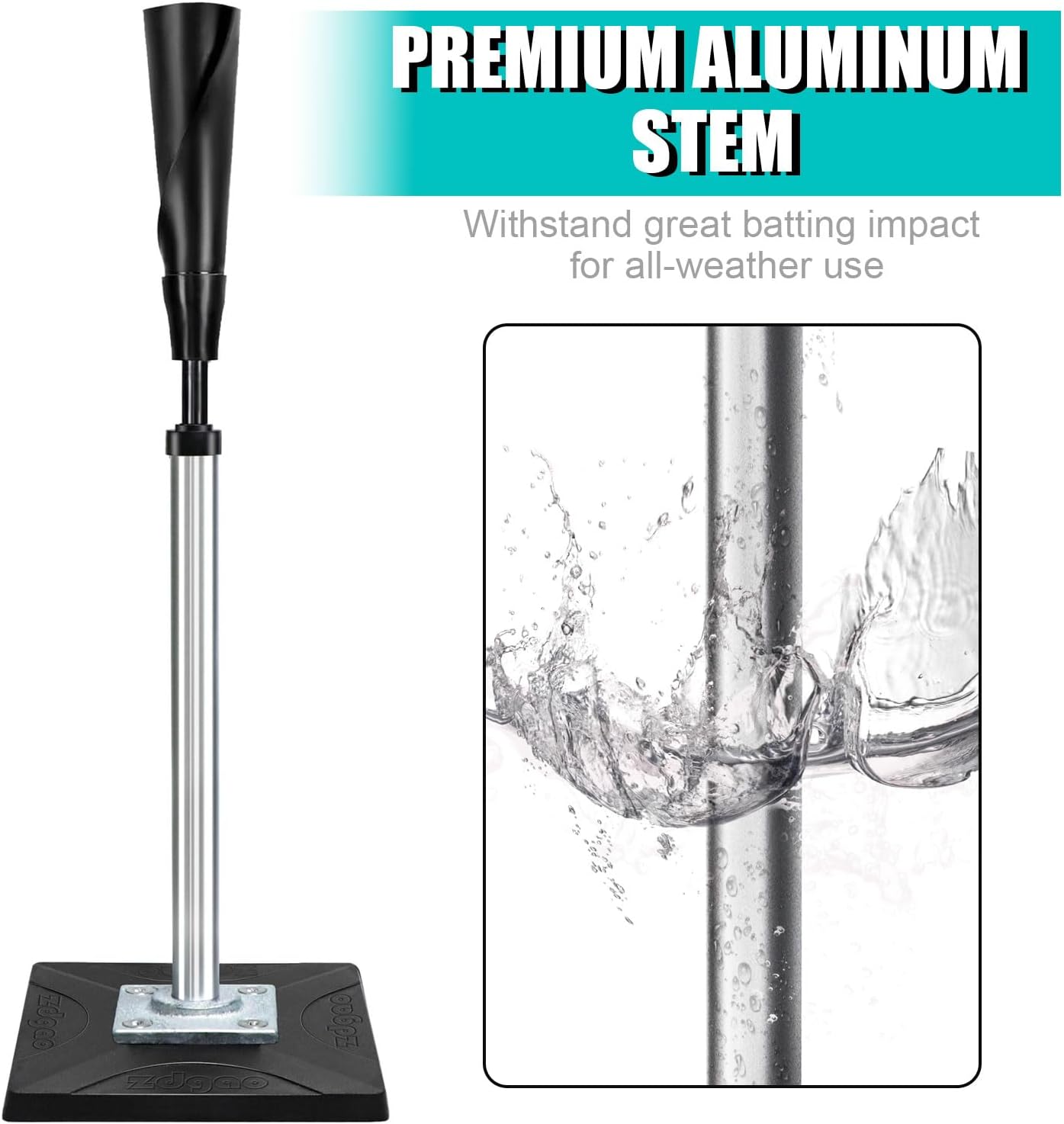 Batting Tee for Baseball/Softball, Adjustable Height 25" to 37" | Baseball Tee with Removable Rubber Top and Premium