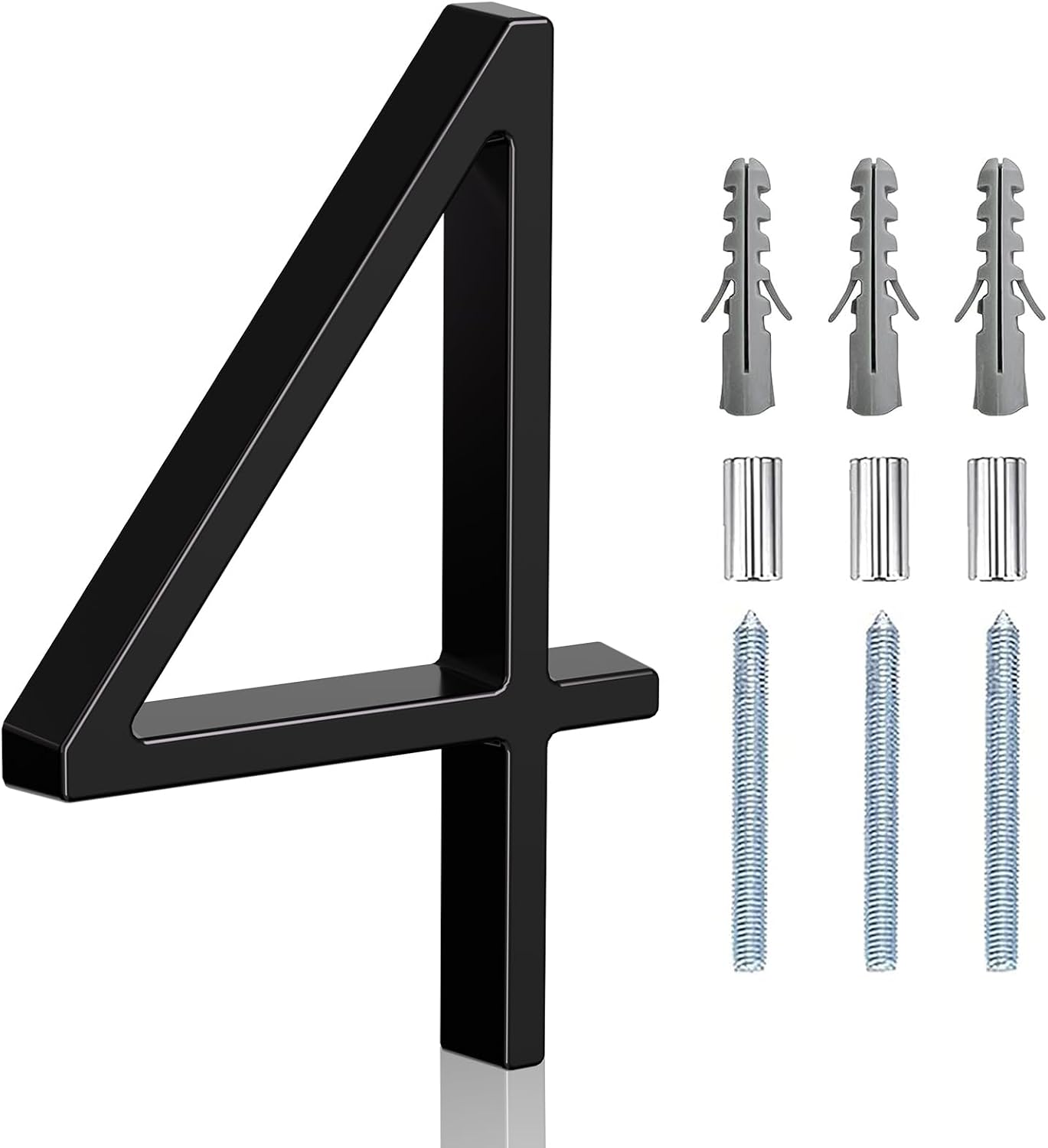 5" Floating Stainless Steel Address House Number (4) | Modern Metal Anti-Rust House Numbers with Nail Kits for Door