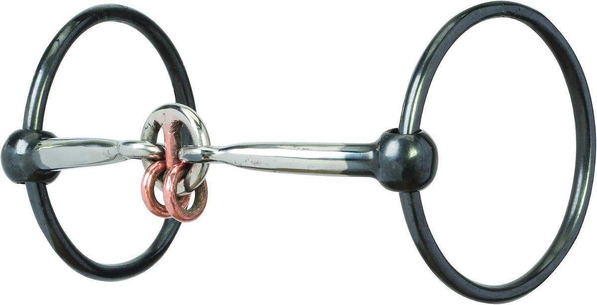 Weaver Leather Ring Snaffle Bit with 5" Sweet Iron Smooth Lifesaver Mouth with Copper Rings