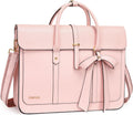 Laptop Bag for Women, PU Leather Laptop Shoulder Bags Convertible Backpack, Work Travel Computer Bag with Bowknot