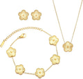 Clover Neckalce Earring Set for Women 14K Gold Plated Stainless Steel Four Leaf Clover Jewelry Set