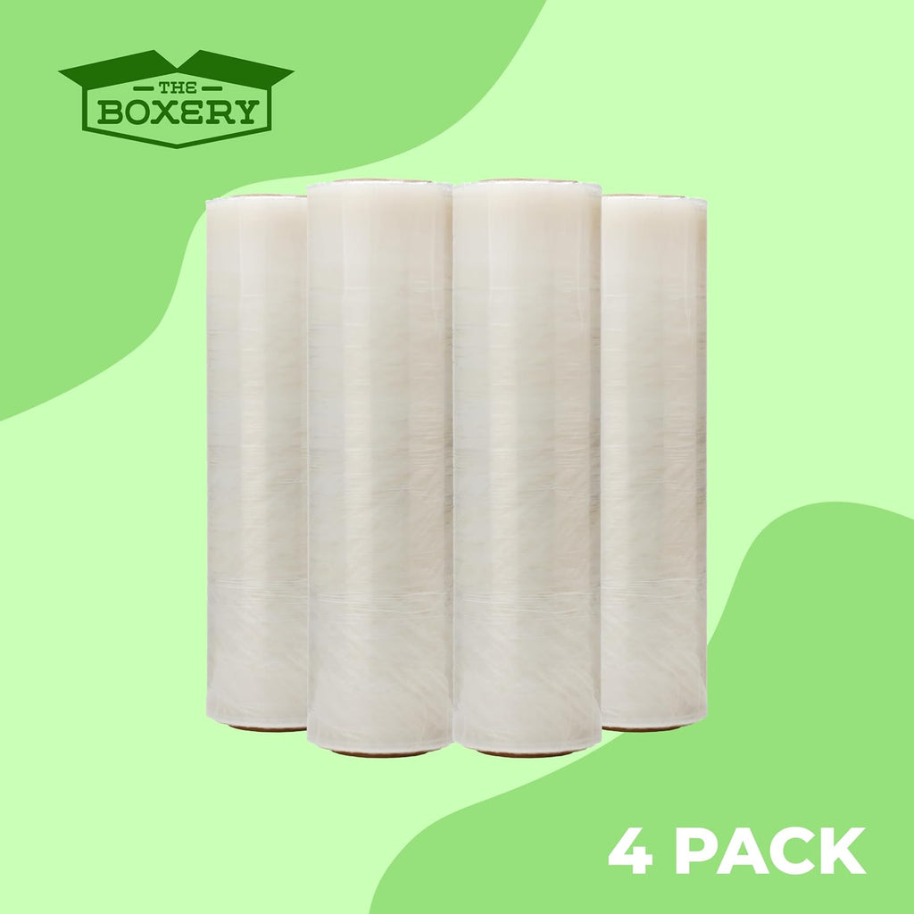 Clear 90 Gauge Stretch Wrap 18''X1500' Per Roll-4 Rolls Included