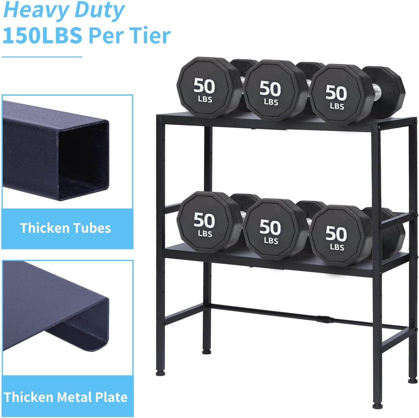 2-Tier Expandable Metal Storage Shelves, 150LBS Heavy Duty Shelving Units and Storage,Adjustable Utility Organization