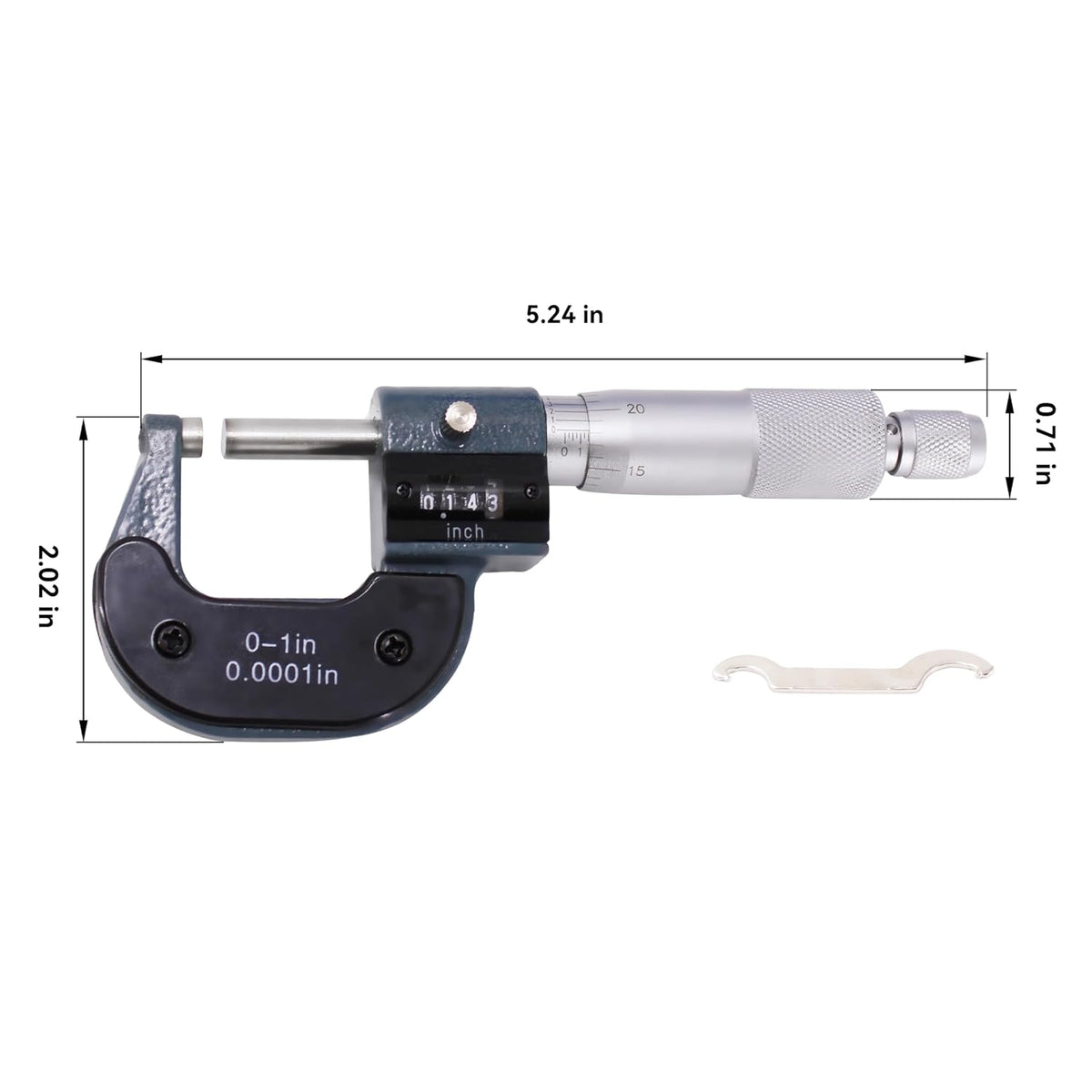 HFS Outside Micrometer 0-1 Inch Mechanical Digit Counter Carbide Tip
