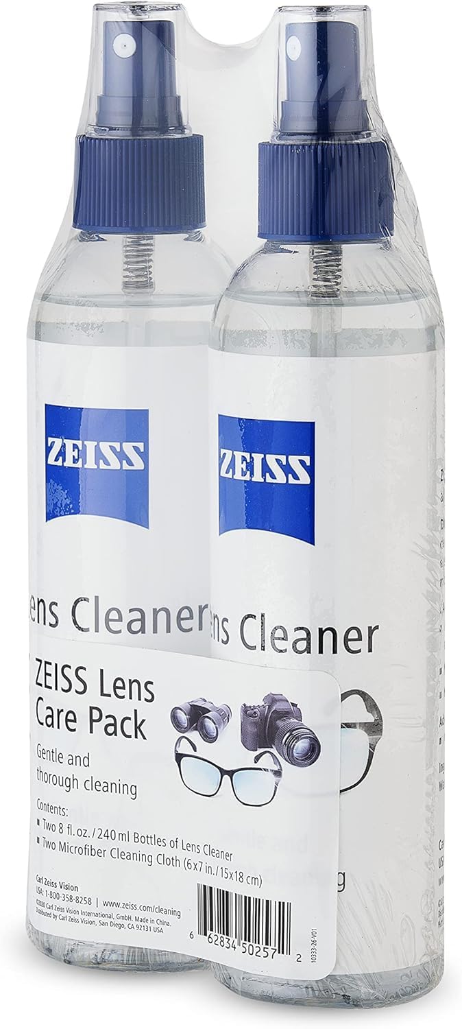 Lens Care Pack – 2x 8oz Streak-Free Lens Spray and Microfiber Cloths for Eyeglasses and Optics