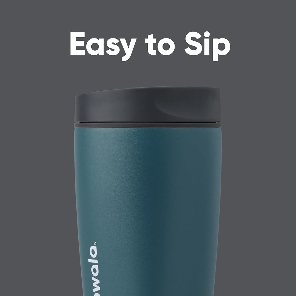 SmoothSip Slider Insulated Stainless Steel Coffee Tumbler, Reusable Iced Coffee Cup, Hot Coffee Travel Mug, BPA Free