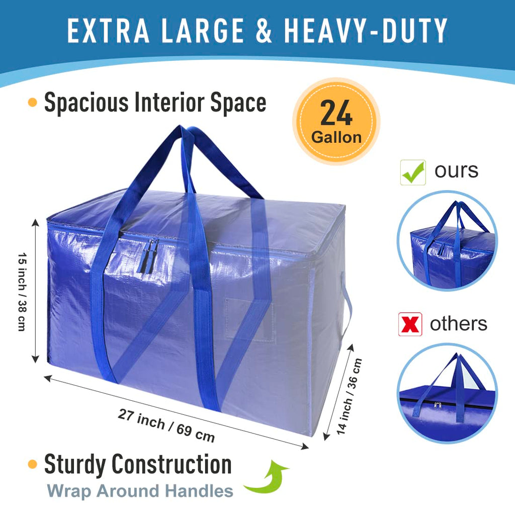 Moving Bags Heavy Duty Extra Large Cube Storage Tote for Space Saving, Traveling Organizer, with Zippers & Strong