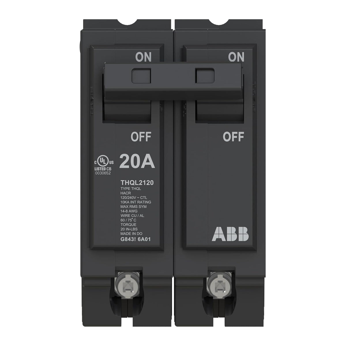 ABB Q-Line THQL2120 • Circuit Breaker • 20 Amp Double Pole Breaker