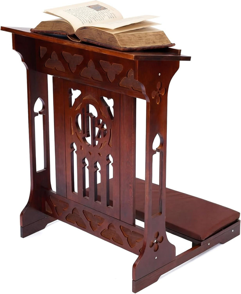 Florentine Prayer Bench Kneeler Church Prayer Bench Stool with Shelf and Cushion Prayers Kneeler for Home Church