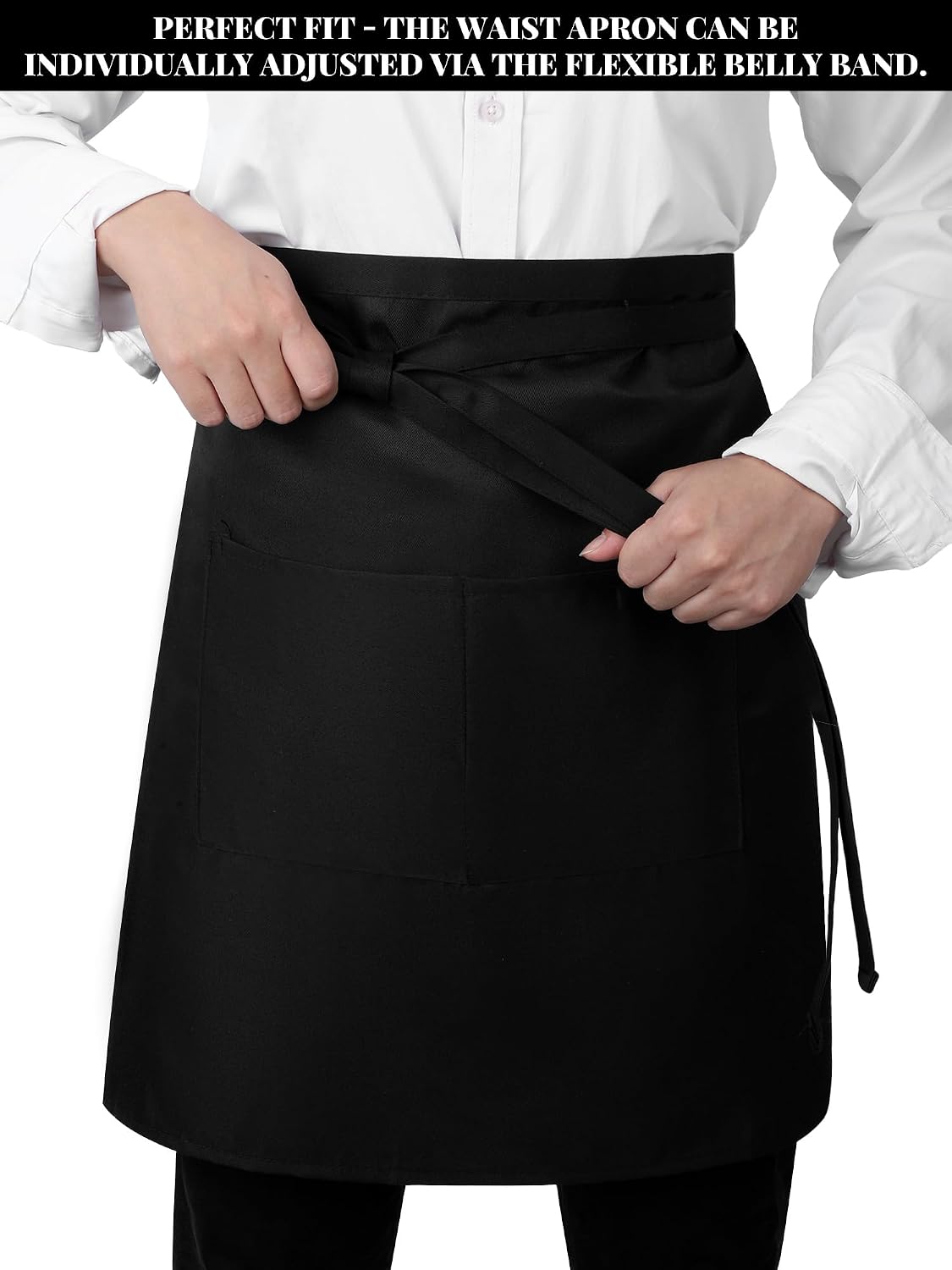 5 Pack Half Bistro Aprons with 2 Pockets Unisex Server, Black