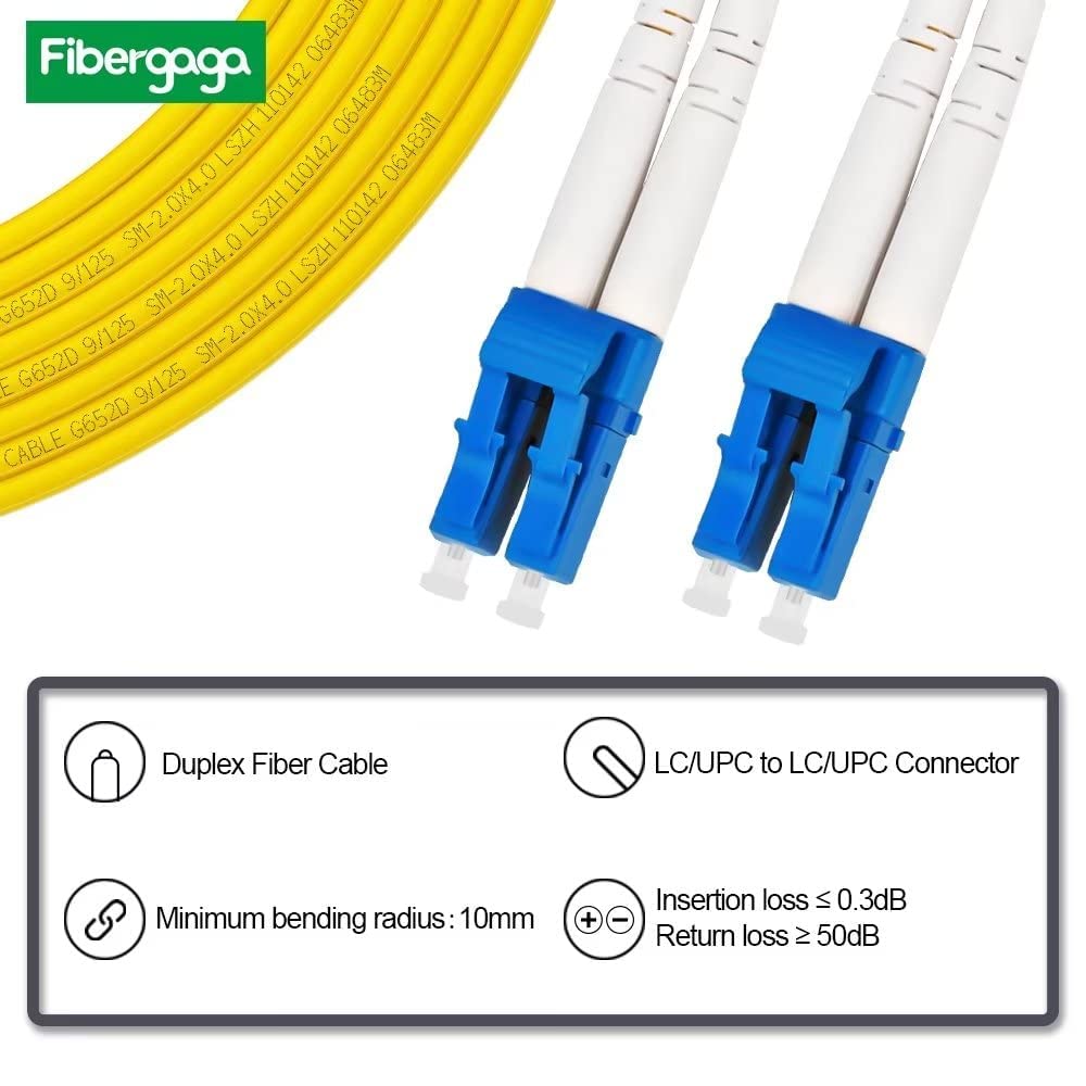 OS2 LC to LC Fiber Patch Cable Single Mode 3M(10ft), 5Pack