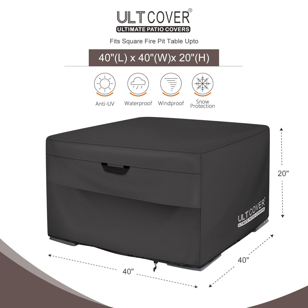 Waterproof Square Patio Fire Pit Table Cover 40 inch, Black