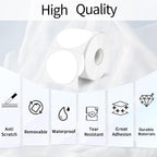 2 Inch White Round Thermal Labels Sticker, Waterproof Circle Direct Thermal Labels, Removable Multi-Purpose
