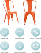 Metal Dining Chair Farmhouse Tolix Style for Kitchen Dining Room Café Restaurant Bistro Patio, 18 Inch, Stackable