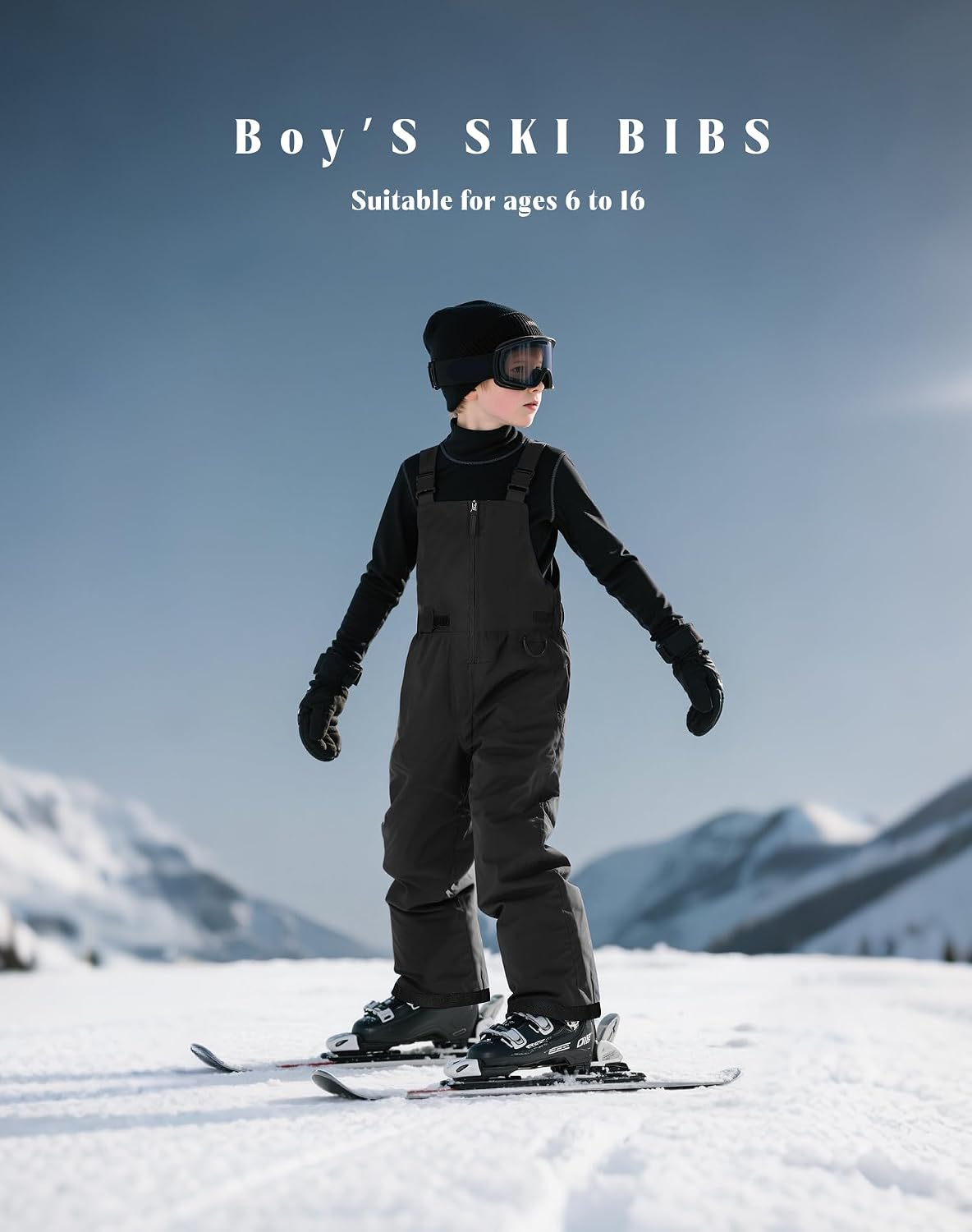 Boys Ski Pants Winter Snow Bibs Kids Insulated Snowboarding Overalls | Waterproof,Front zipper fly design,Built-in