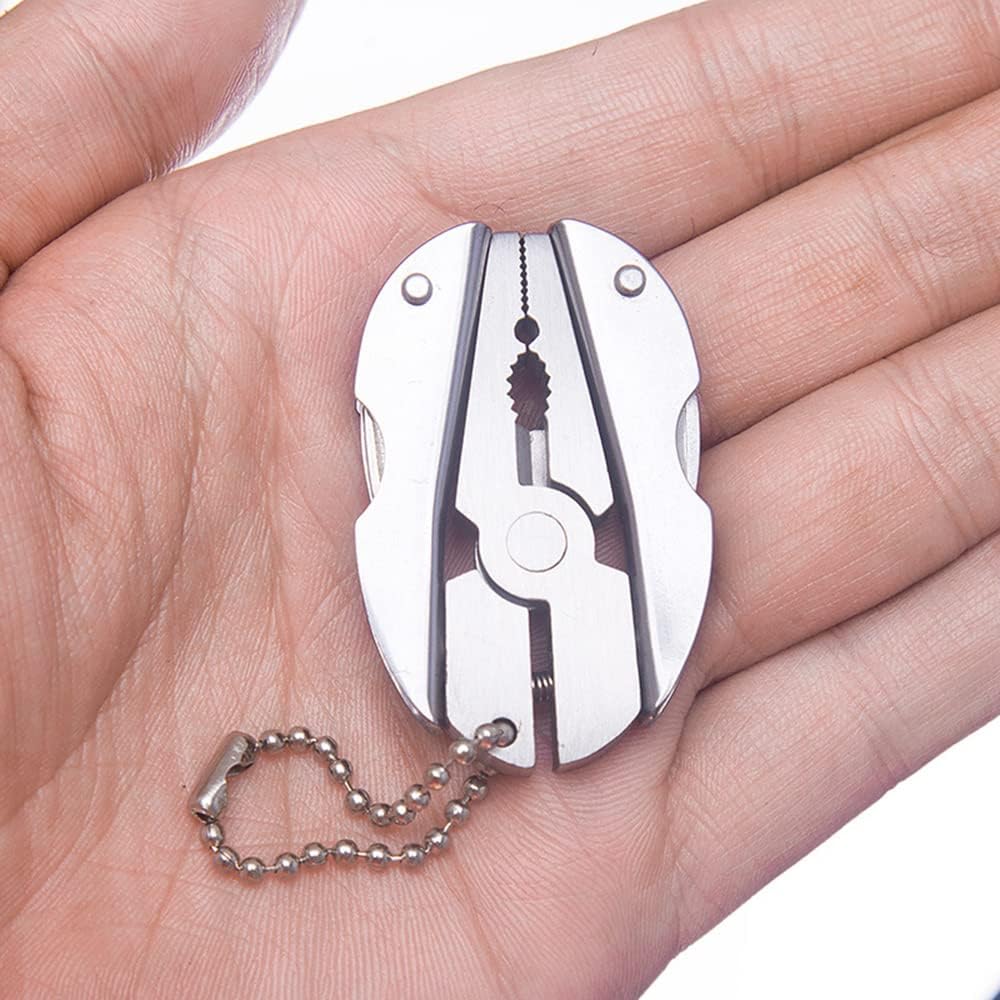 7-in-1 Micro Pocket Stainless Steel Foldable Multitool with Screwdrivers, Pliers for Keychain